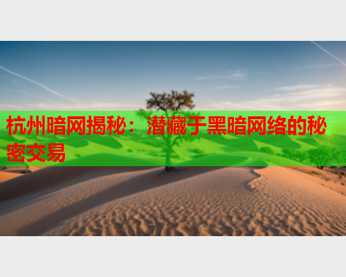 杭州暗网揭秘:潜藏于黑暗网络的秘密交易 杭州暗网揭秘:潜藏于黑暗网络的秘密交易