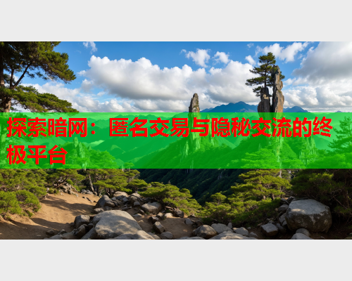探索暗网:匿名交易与隐秘交流的终极平台 探索暗网:匿名交易与隐秘交流的终极平台