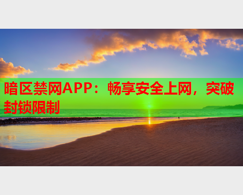 暗区禁网APP:畅享安全上网,突破封锁限制 暗区禁网APP:畅享安全上网,突破封锁限制