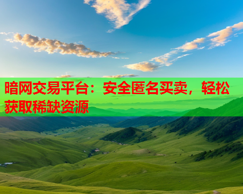 暗网交易平台:安全匿名买卖,轻松获取稀缺资源 暗网交易平台:安全匿名买卖,轻松获取稀缺资源