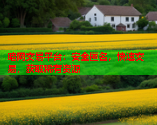 暗网交易平台:安全匿名,快速交易,获取稀有资源 暗网交易平台:安全匿名,快速交易,获取稀有资源